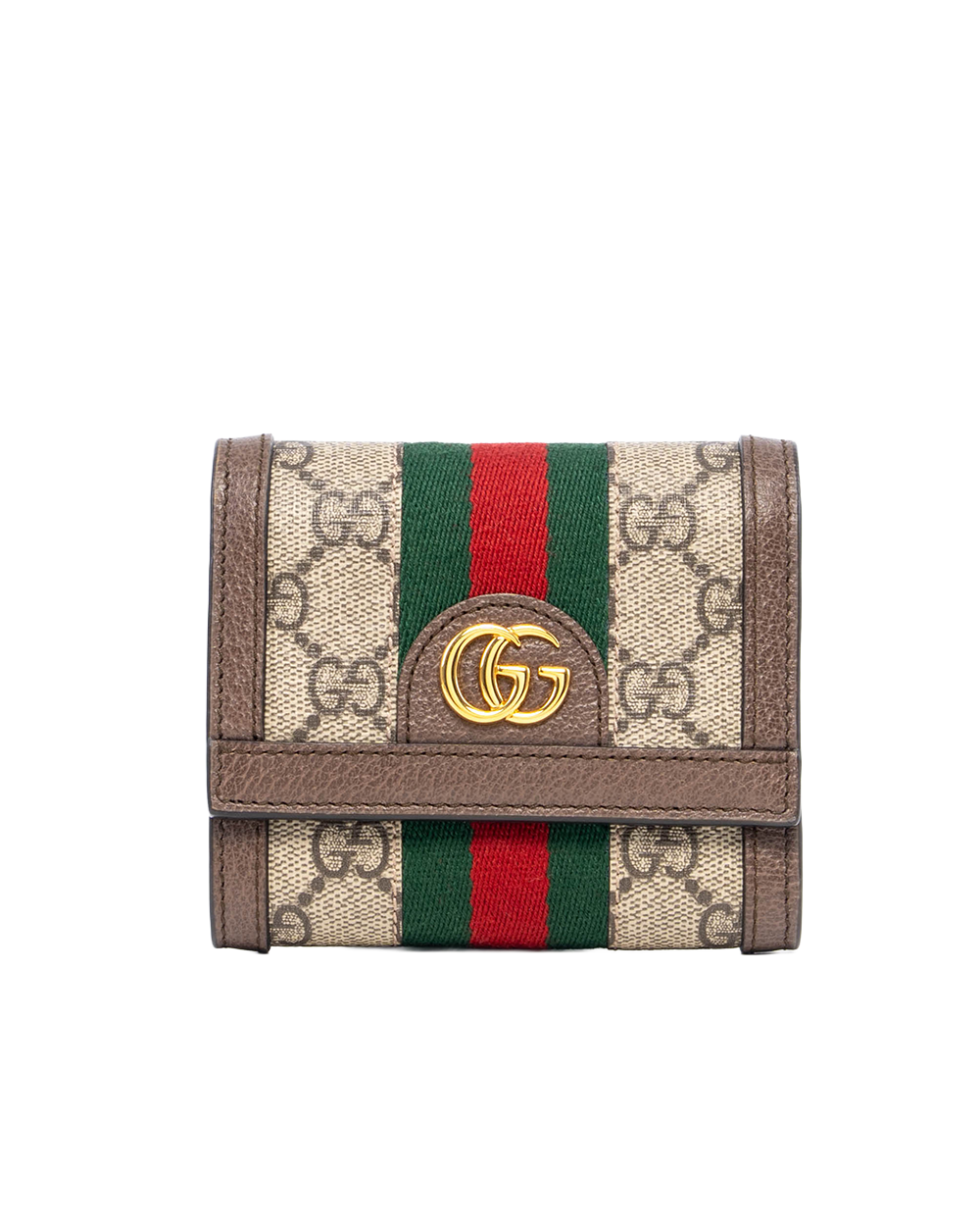 GUCCI OPHIDIA TRI FOLD WALLET SHORT BROWN GG MONOGRAM CANVAS GHW 523174 0416 5152