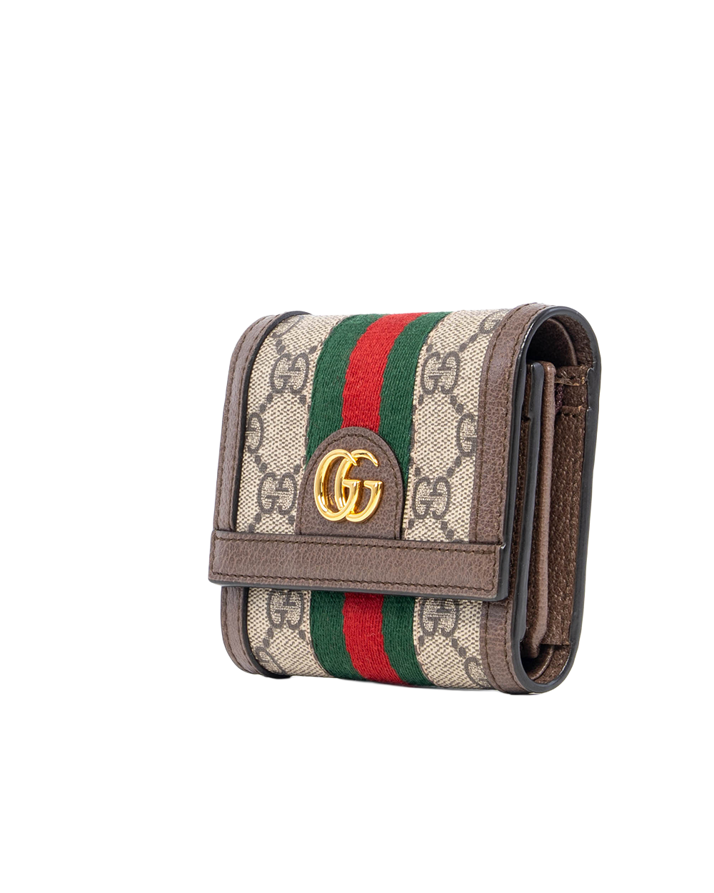 GUCCI OPHIDIA TRI FOLD WALLET SHORT BROWN GG MONOGRAM CANVAS GHW 523174 0416 5153