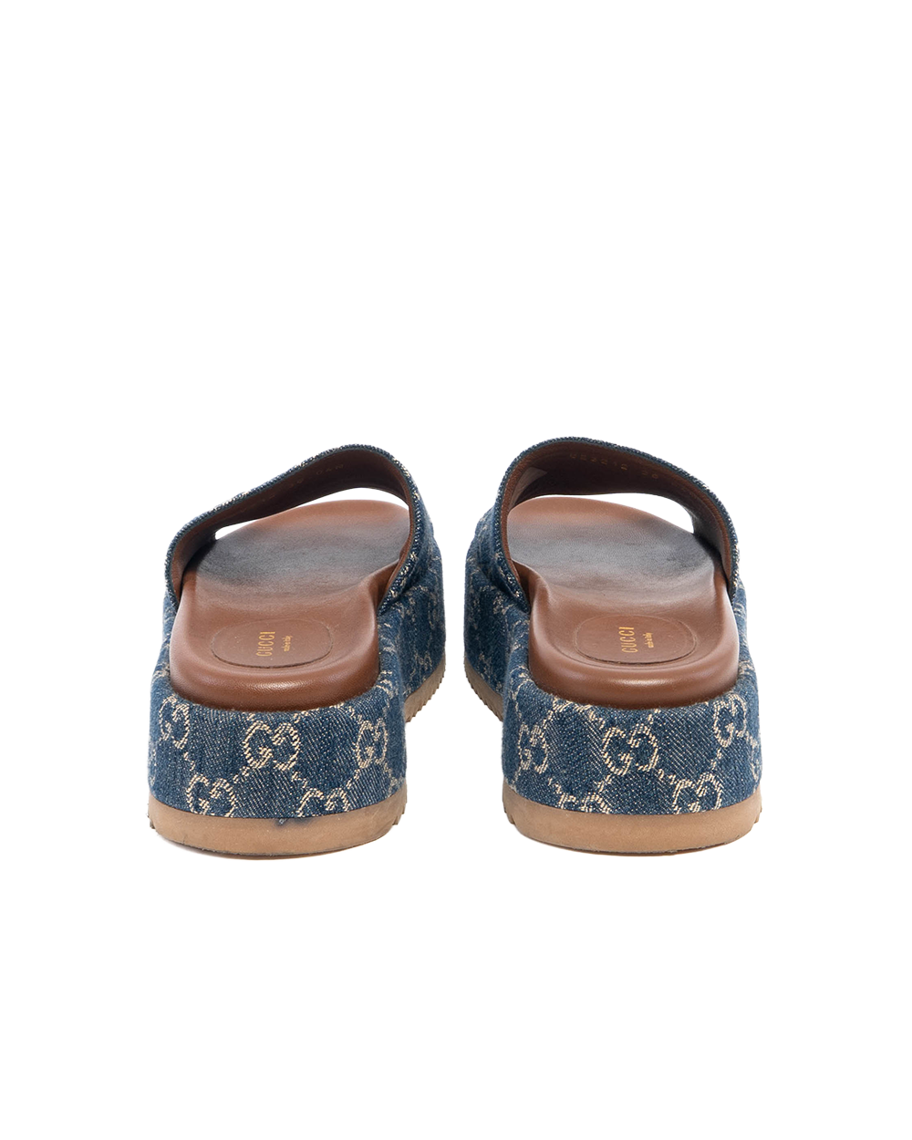 GUCCI PLATFORM SLIDE 36 BROWN DENIM CALF 623212 00260