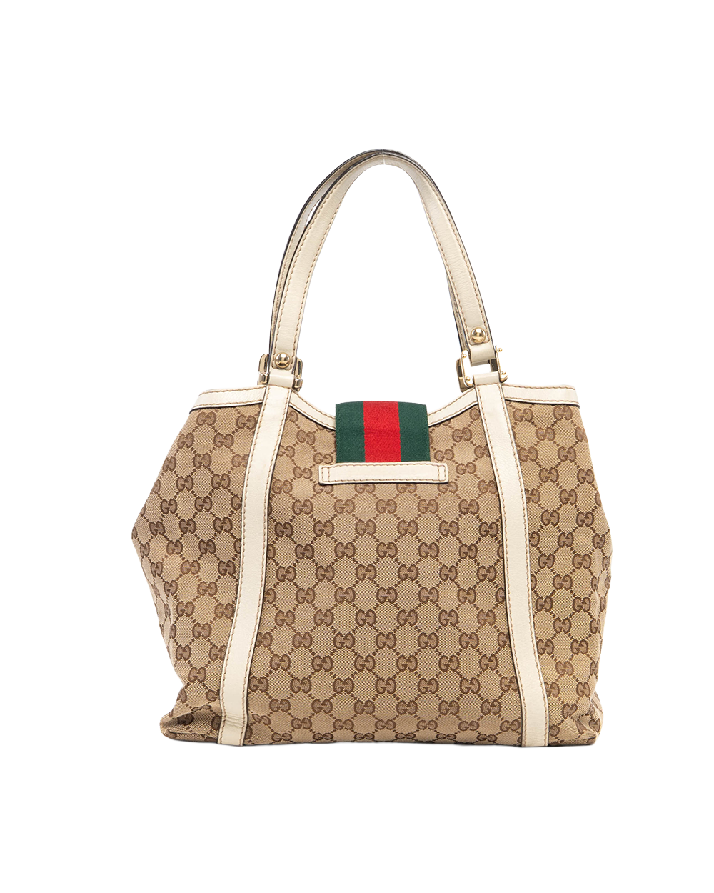 GUCCI VINTAGE TOTE BROWN WHITE GG MONOGRAM CANVAS GHW 233607 214397 3058