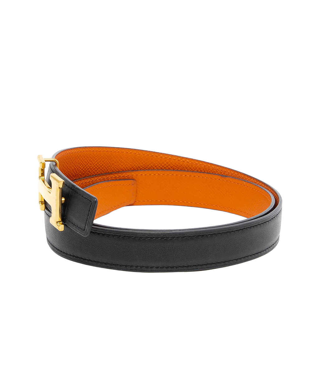 HERMES BELT 2.5 CM 85 ORANGE H NOIR C FM 240 7377