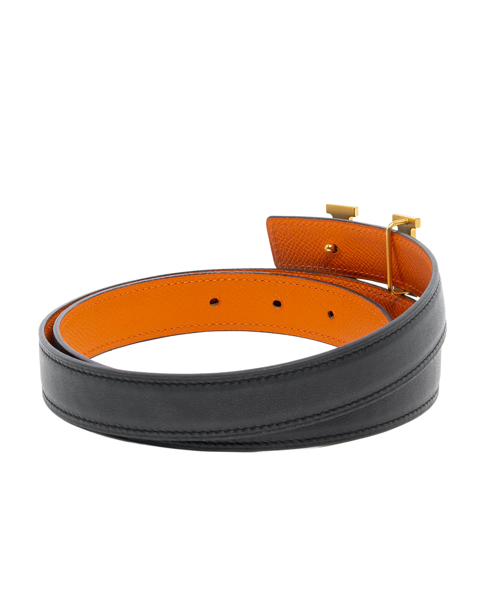 HERMES BELT 2.5 CM 85 ORANGE H NOIR C FM 240 7378