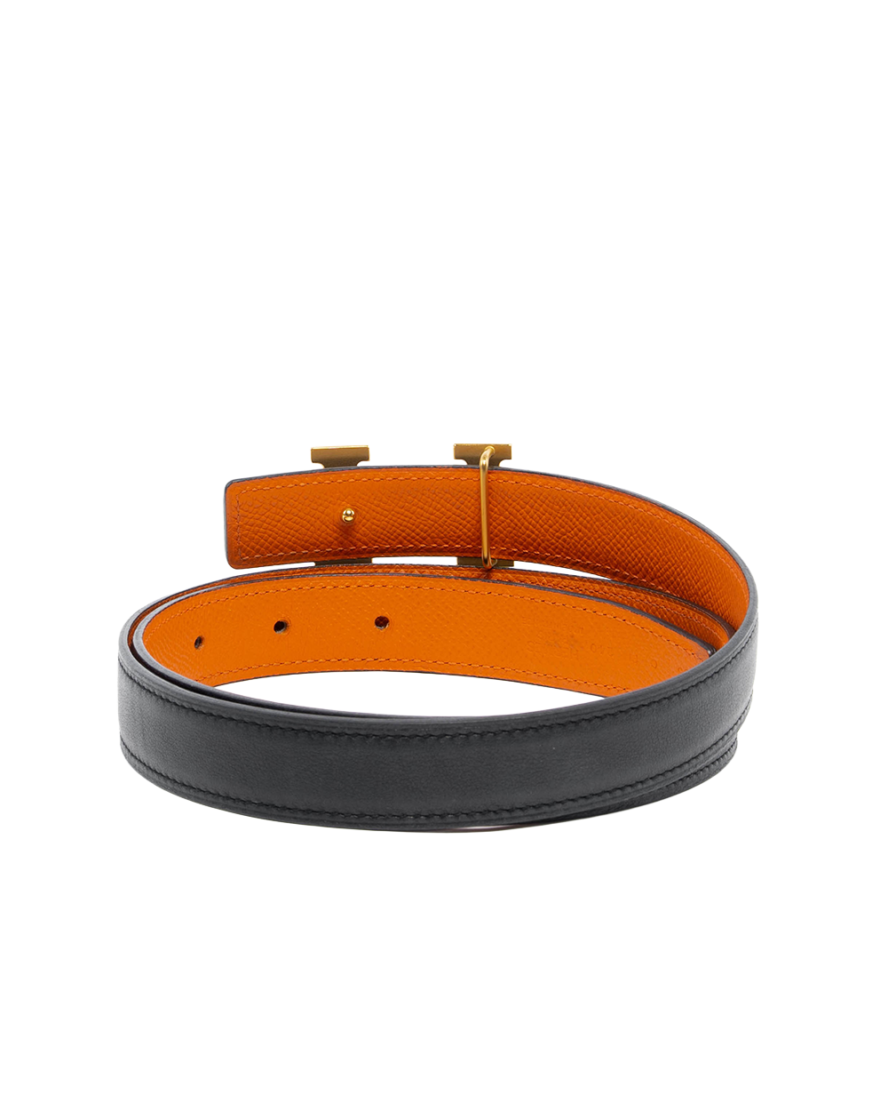 HERMES BELT 2.5 CM 85 ORANGE H NOIR C FM 240 7379
