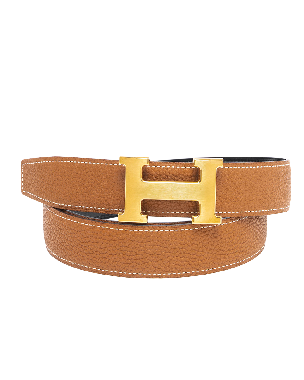 HERMES BELT 32 MM 85 GOLD BLACK STAMP X 1391