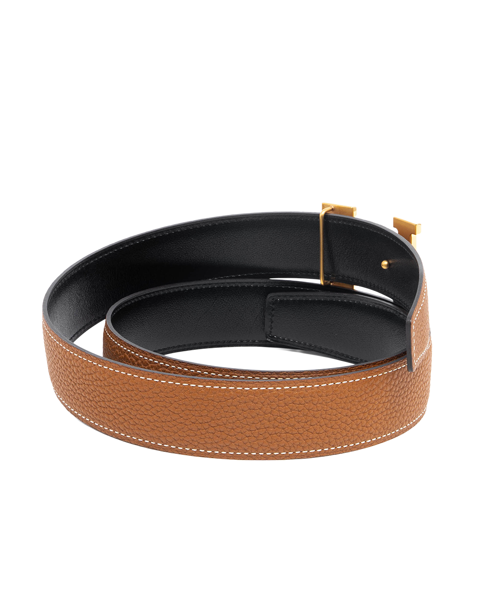 HERMES BELT 32 MM 85 GOLD BLACK STAMP X 1393