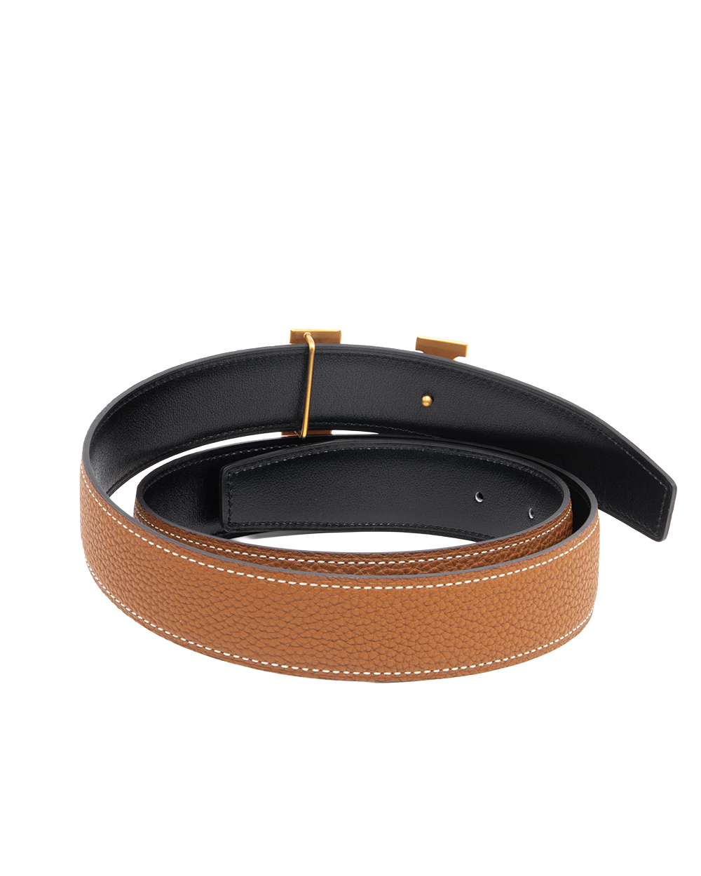HERMES BELT 32 MM 85 GOLD BLACK STAMP X 1394