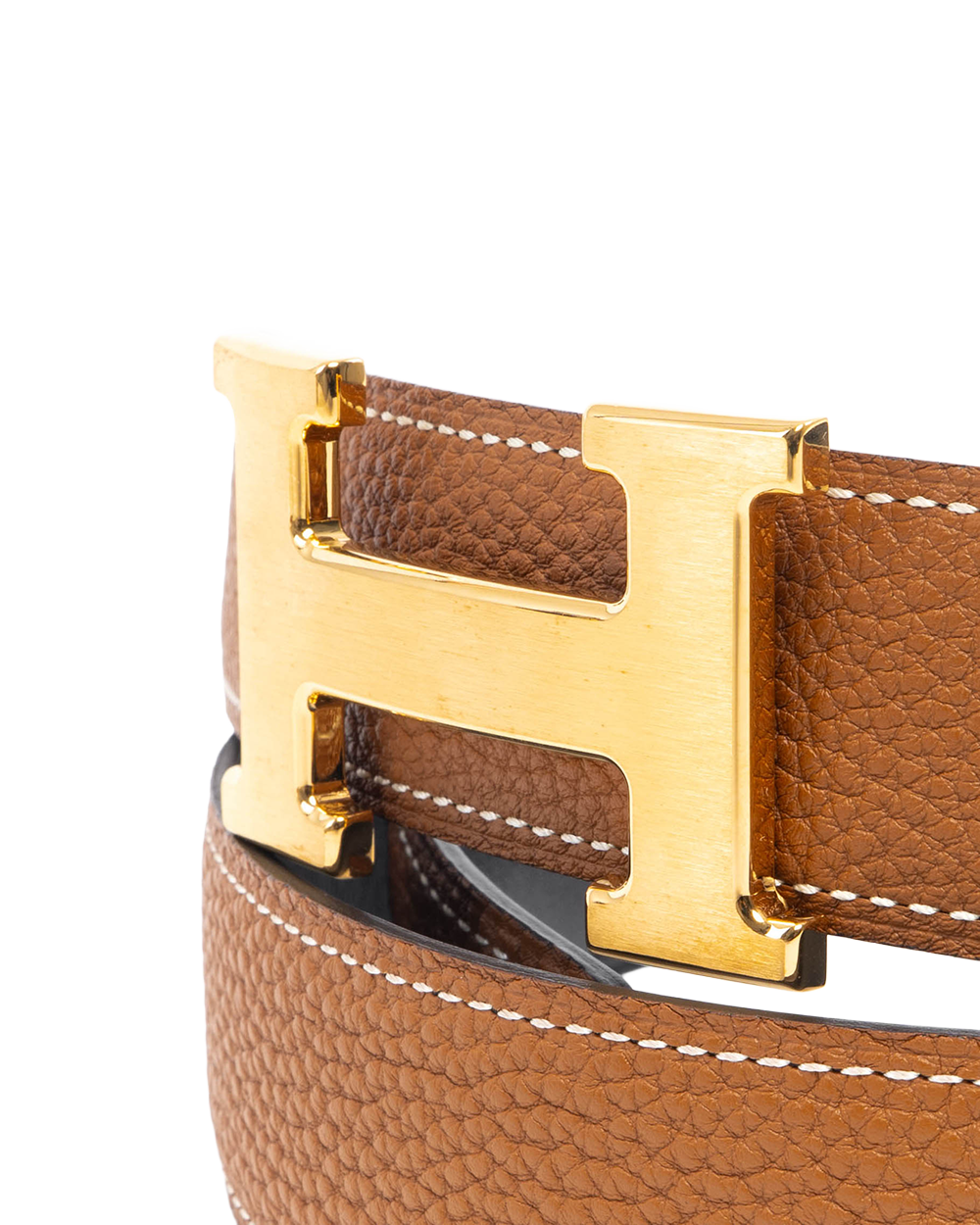 HERMES BELT 32 MM 85 GOLD BLACK STAMP X 1395