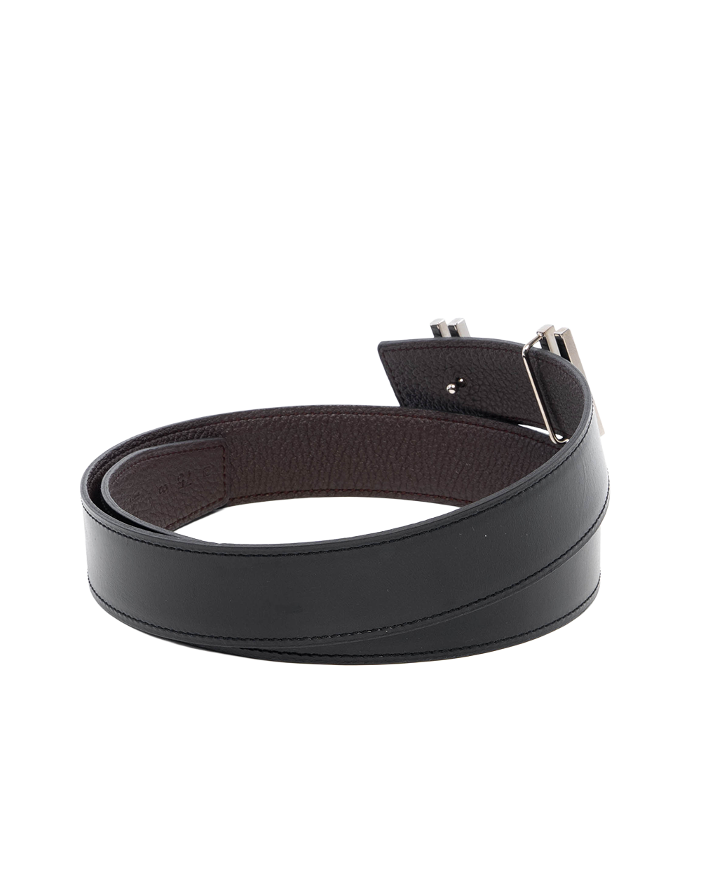 HERMES BELT 75 BLACK BROWN STAMP Q SQ 7408