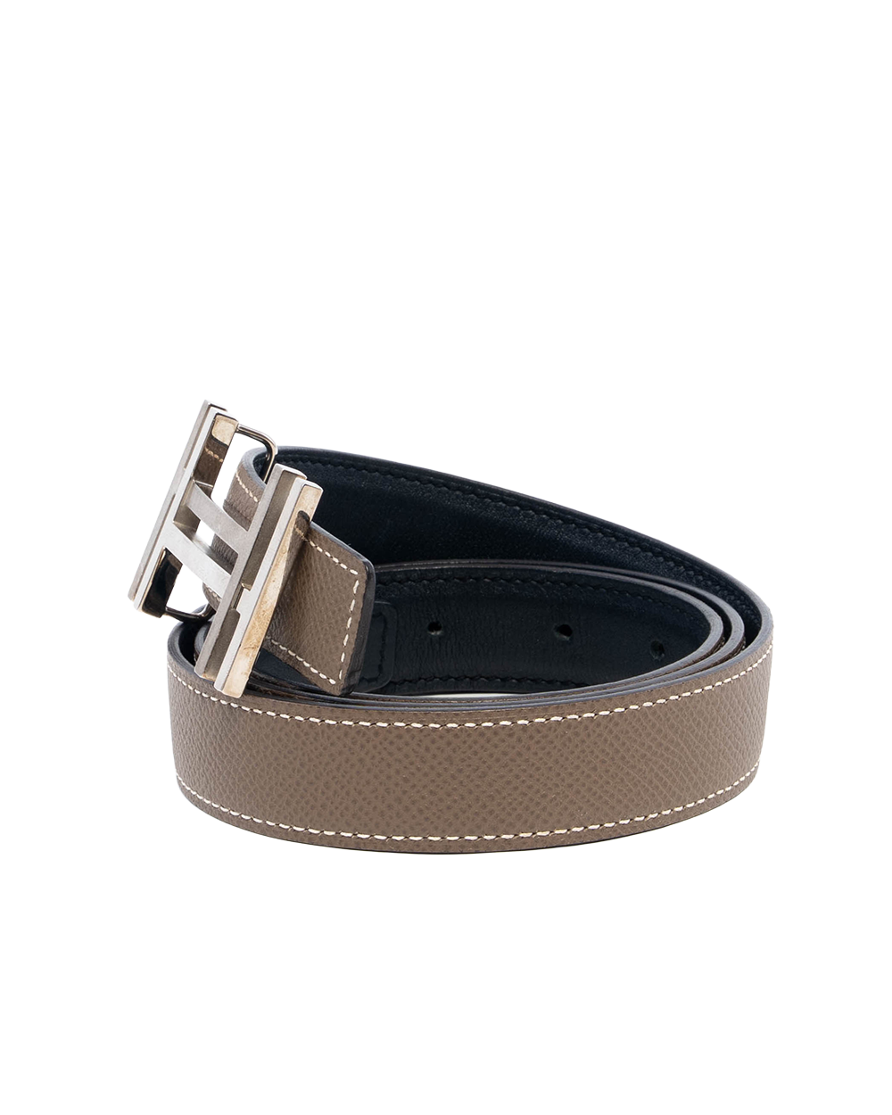 HERMES BELT 85 ETAIN BLACK STAMP A 7392
