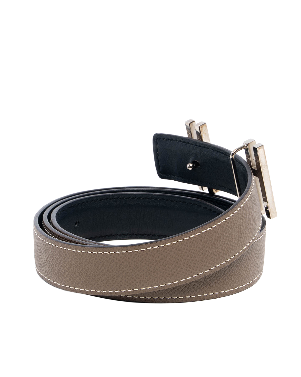 HERMES BELT 85 ETAIN BLACK STAMP A 7393