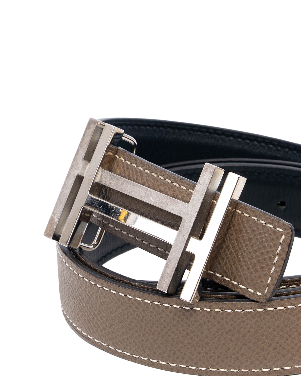 HERMES BELT 85 ETAIN BLACK STAMP A 7395