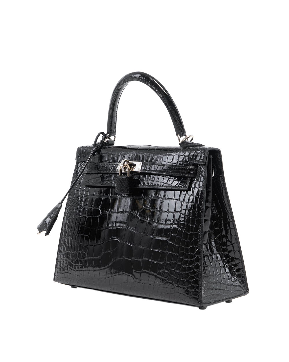 HERMES KELLY 25 BLACK NOIR SHINY CROCODILE SHW CIS 447 BN 5067