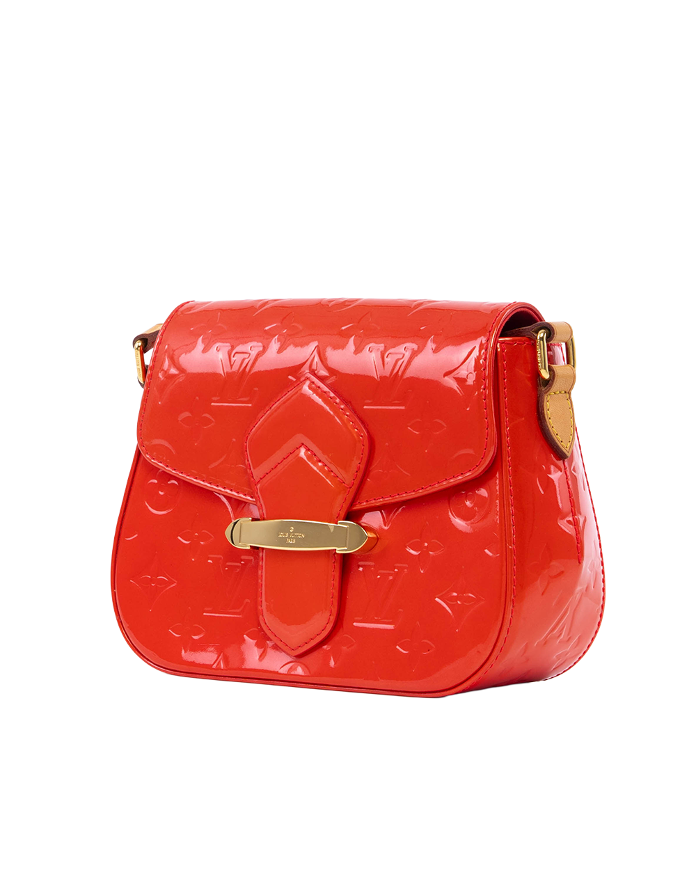 LV BELL FLOWER PM RED PATENT GHW FL0162 1401