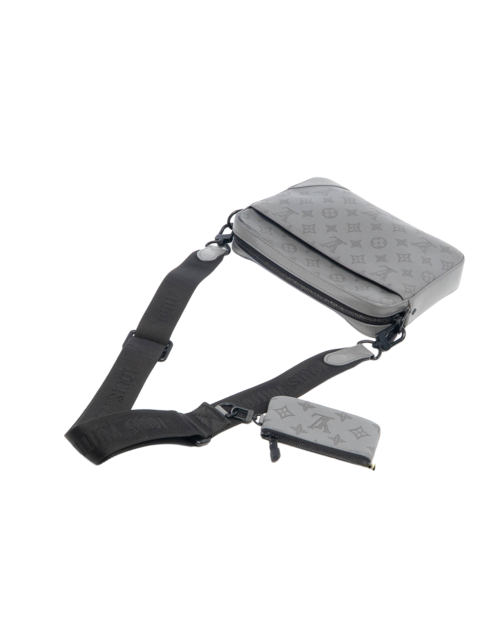 LV DUO MESSENGER GREY MONOGRAM CALF BHW MICROCHIP 3128