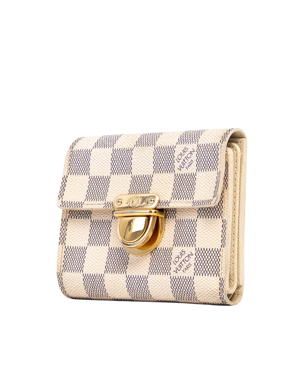 LV PORTEFEUILLE KOALA SHORT WHITE AZUR DAMIER CANVAS GHW CA4027 09715