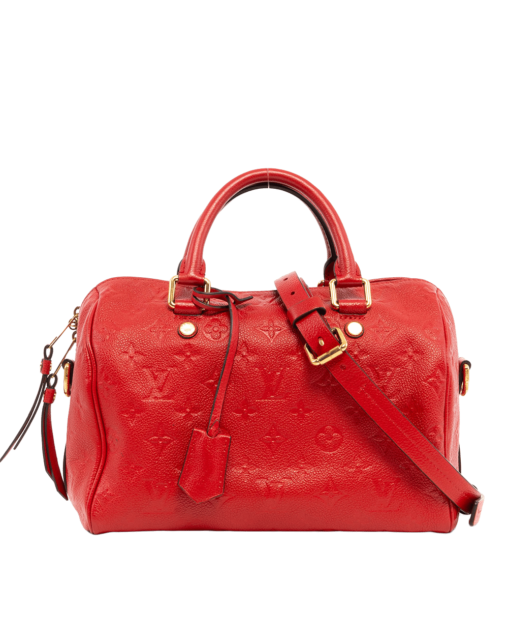 LV SPEEDY BAND 25 RED MONOGRAM CALF GHW AH4172 2869