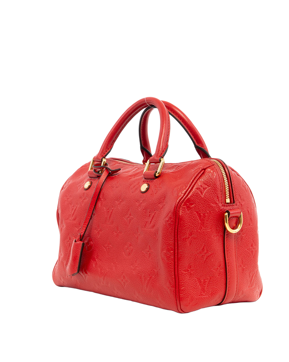 LV SPEEDY BAND 25 RED MONOGRAM CALF GHW AH4172 2871