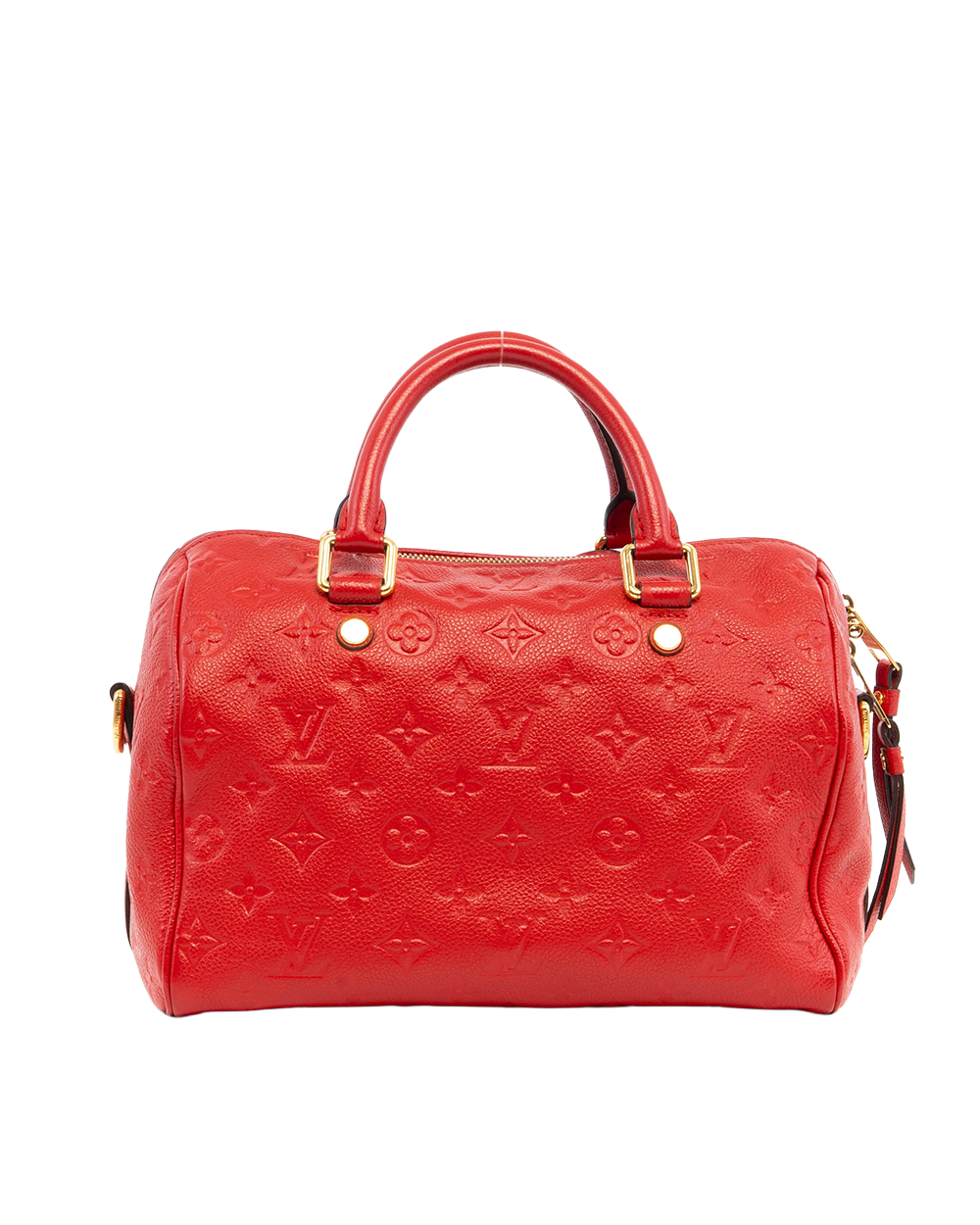 LV SPEEDY BAND 25 RED MONOGRAM CALF GHW AH4172 2873