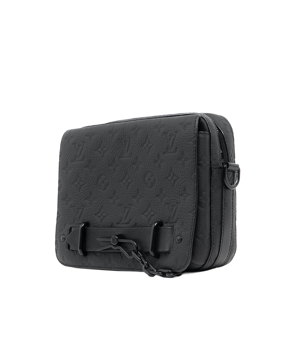 LV STEAMER MESSENGER BLACK MONOGRAM CALF BHW MICROCHIP 0747