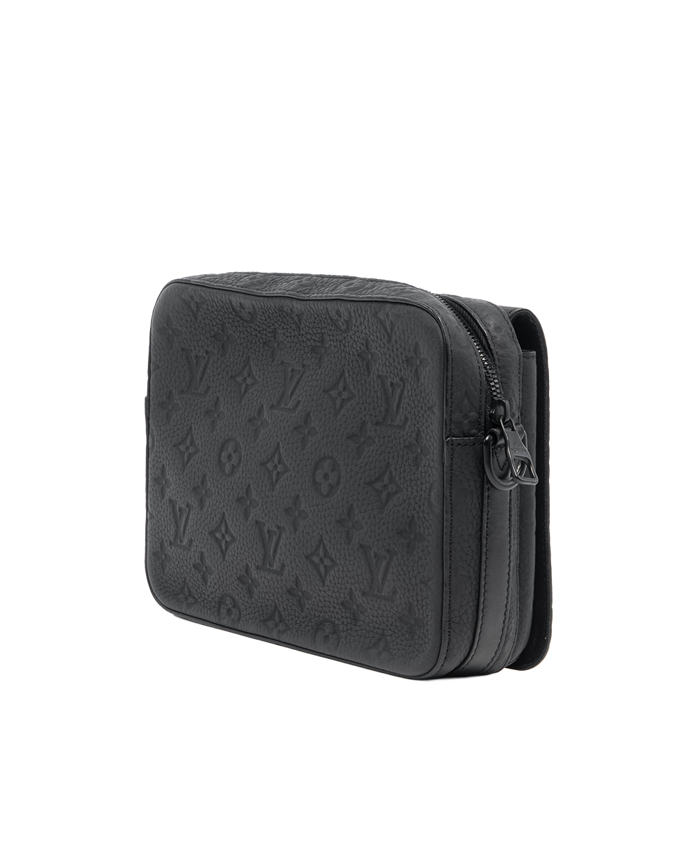 LV STEAMER MESSENGER BLACK MONOGRAM CALF BHW MICROCHIP 0748