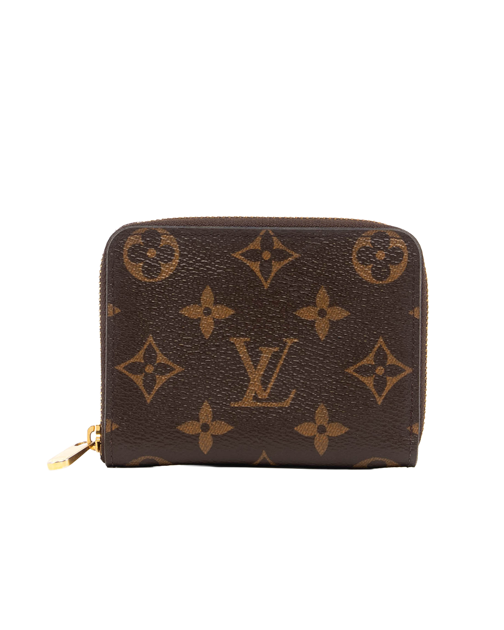 LV ZIPPY COIN WALLET SHORT BROWN MONOGRAM CANVAS GHW MICROCHIP 09640