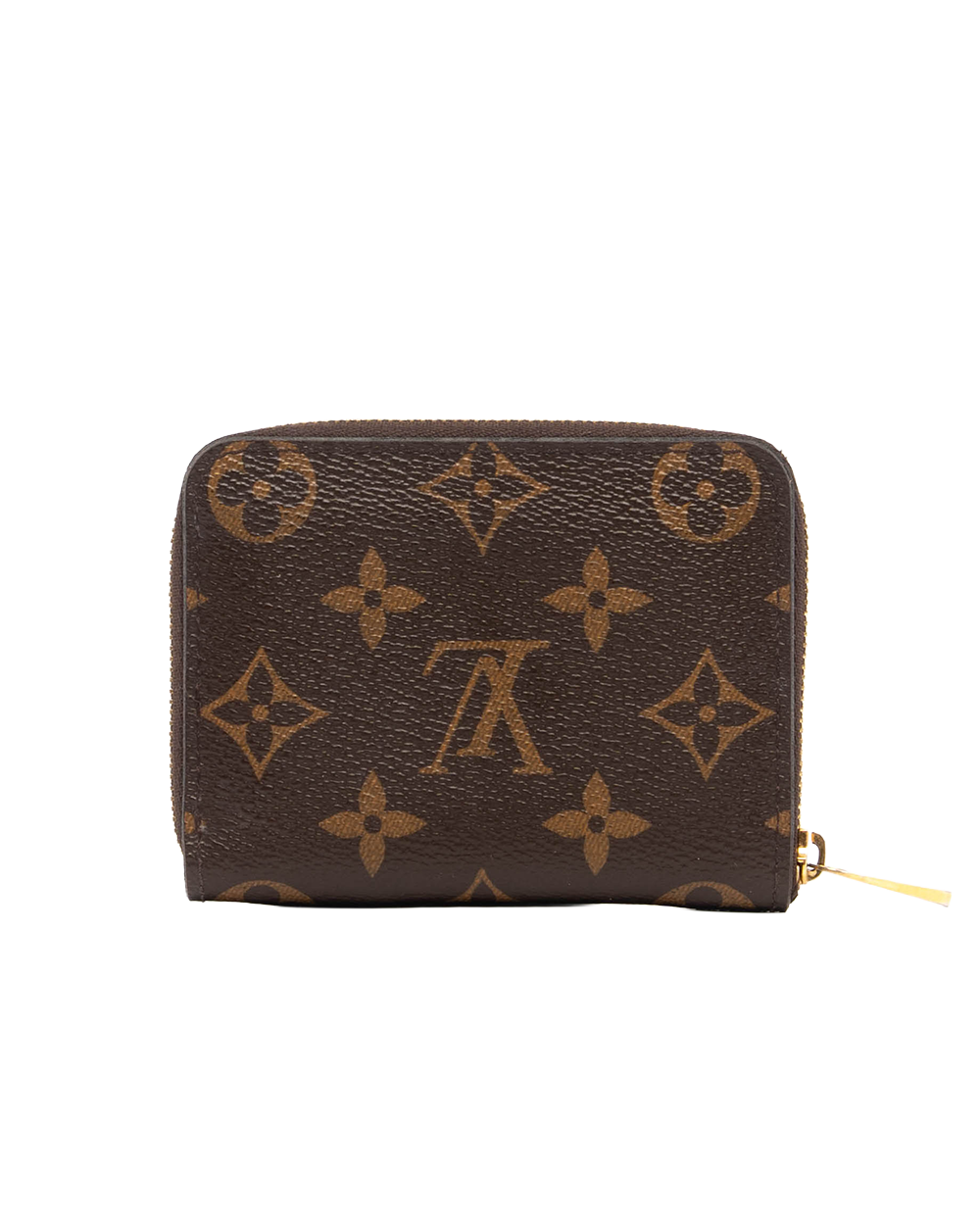 LV ZIPPY COIN WALLET SHORT BROWN MONOGRAM CANVAS GHW MICROCHIP 09643