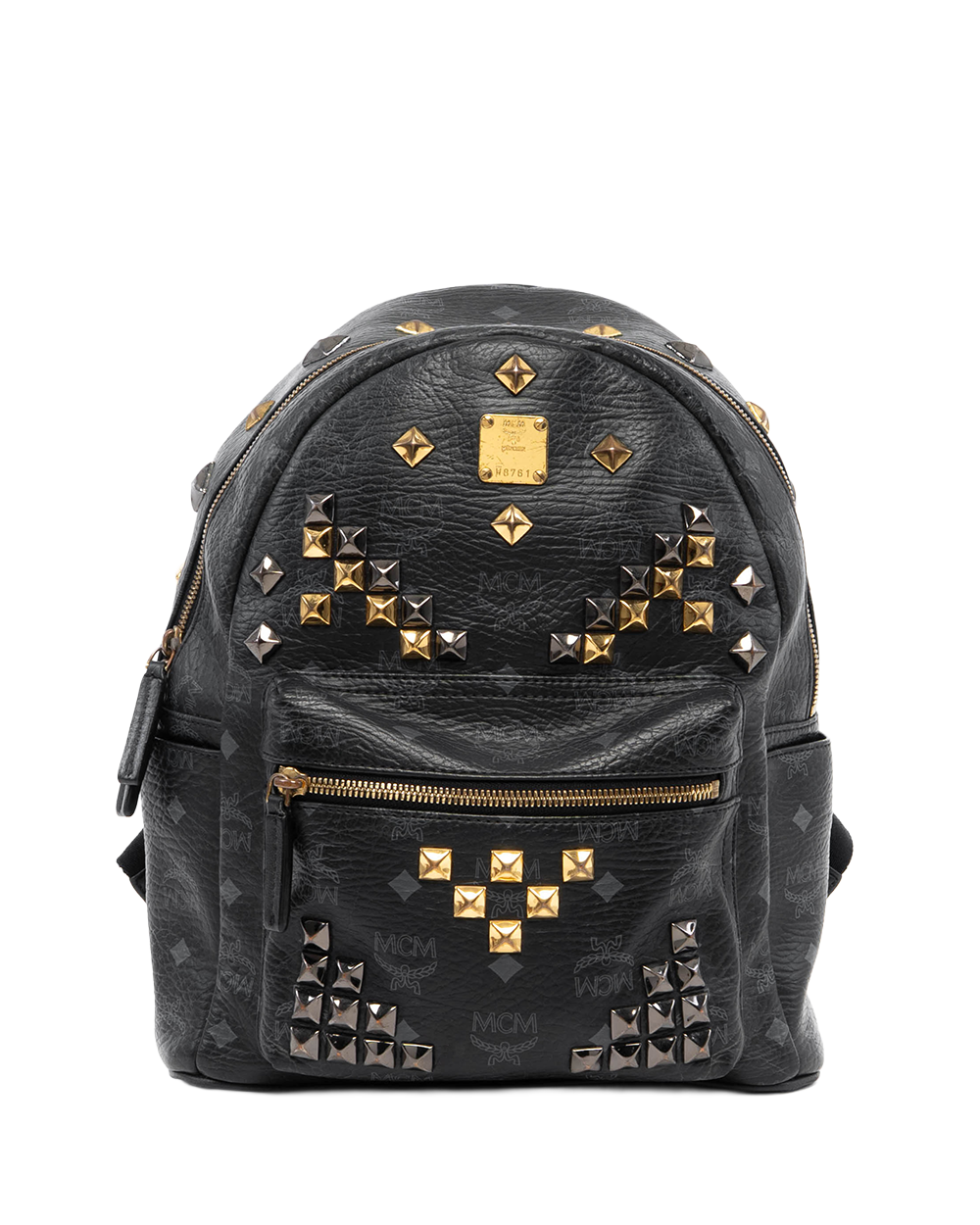 MCM BACKPACK ROCKSTUD MEDIUM BLACK CALF GHW MMK5SVE19BK0 09226