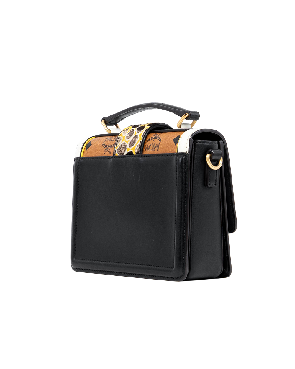 MCM SHOLDER BAG ROCKSTUD BLACK BROWN CALF GHW MWE 5SVR05 BK001 1064