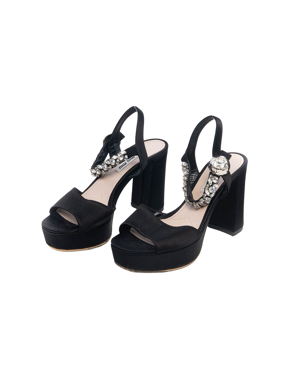 MIU MIU HIGH HEELS 38 BLACK CRYSTAL SHW 04543