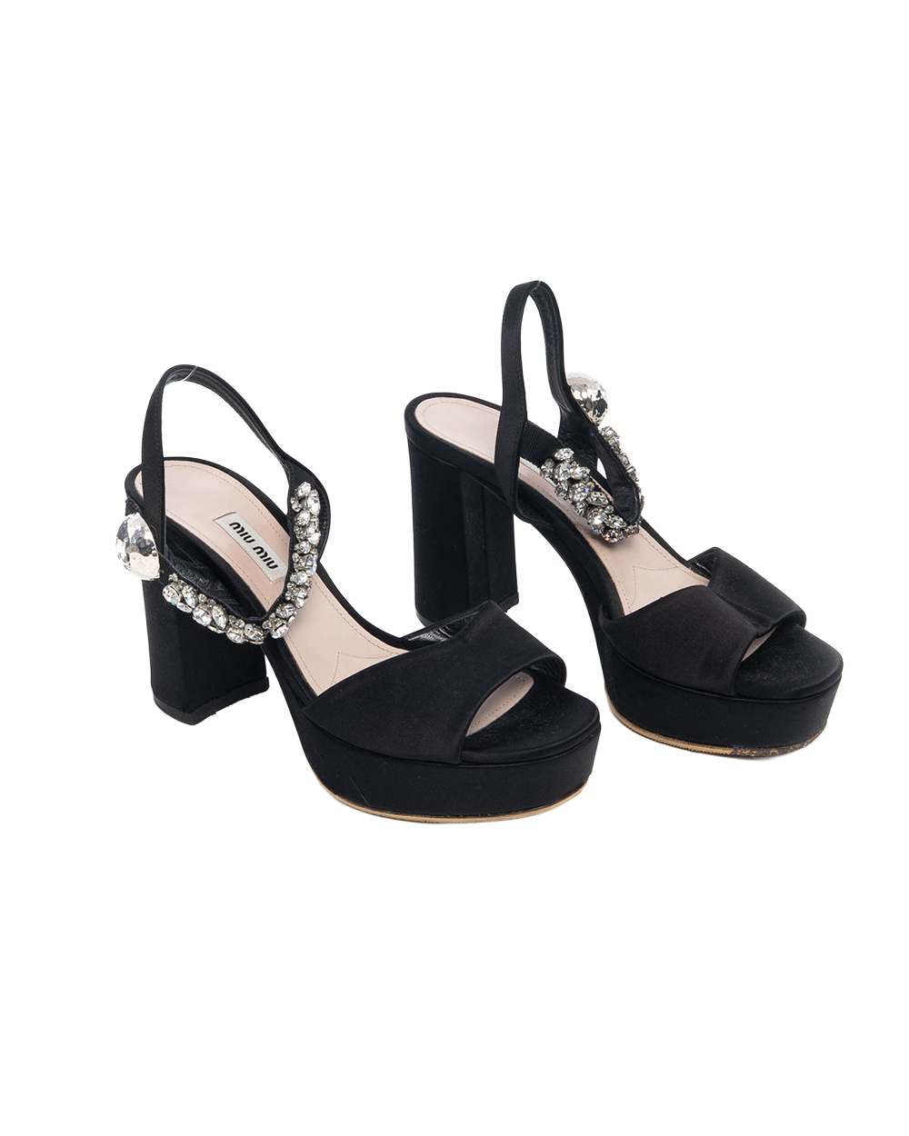 MIU MIU HIGH HEELS 38 BLACK CRYSTAL SHW 04544