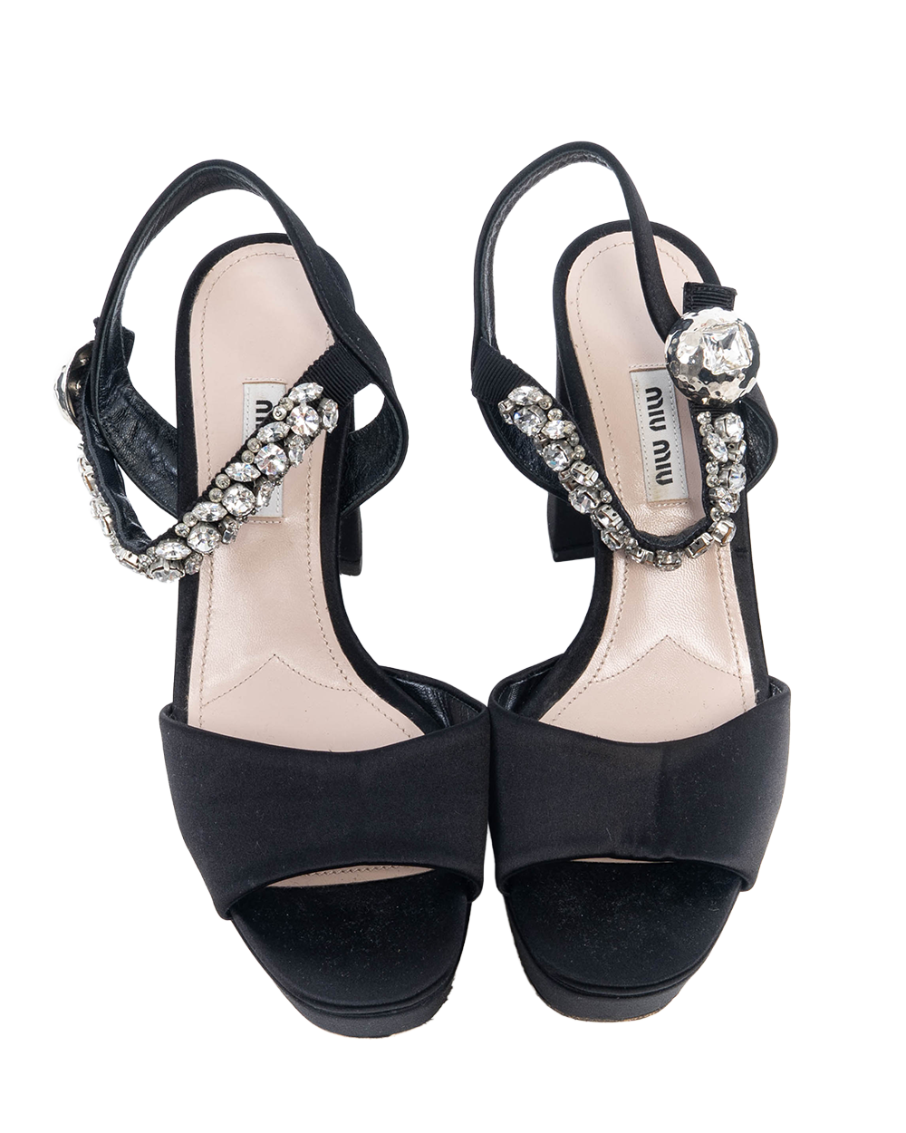 MIU MIU HIGH HEELS 38 BLACK CRYSTAL SHW 04546