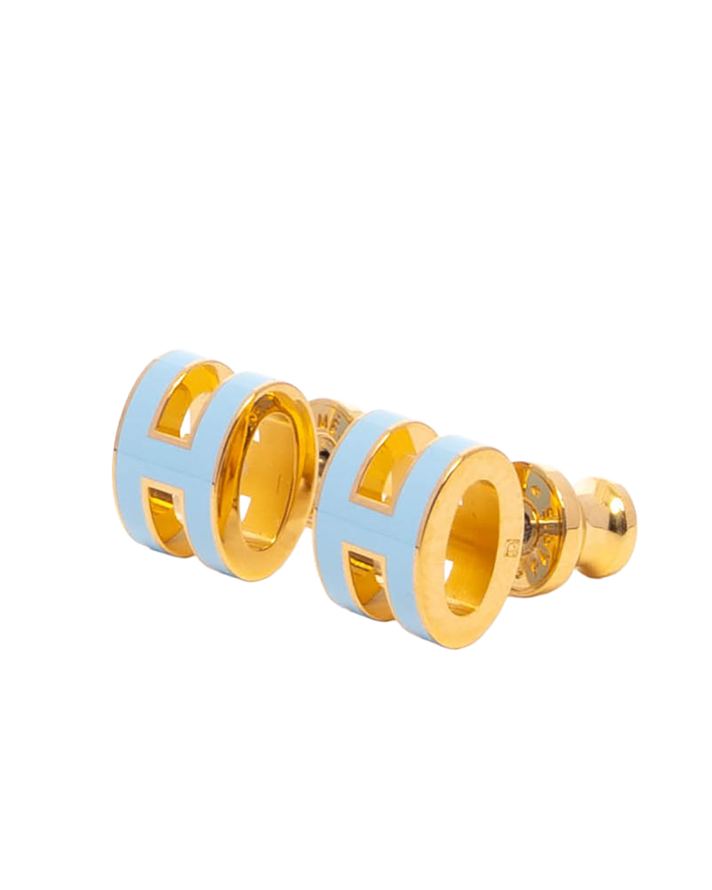 NEW HERMES H POP EARRINGS MINI BLUE POLAIRE GHW GD 02 85 08037