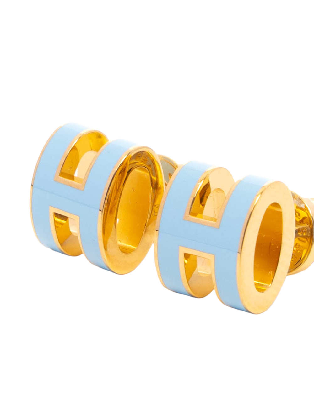 NEW HERMES H POP EARRINGS MINI BLUE POLAIRE GHW GD 02 85 08040