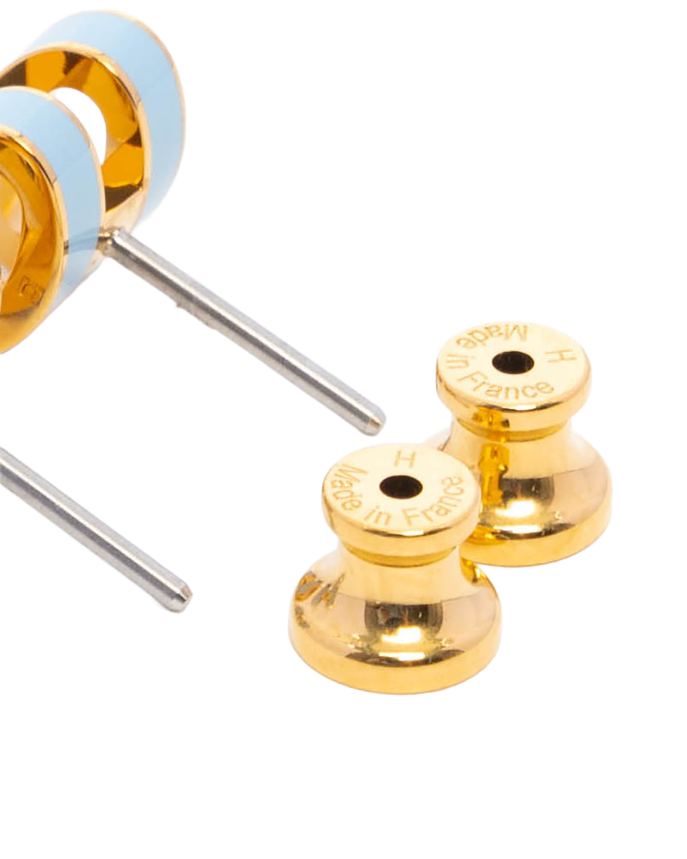 NEW HERMES H POP EARRINGS MINI BLUE POLAIRE GHW GD 02 85 08041