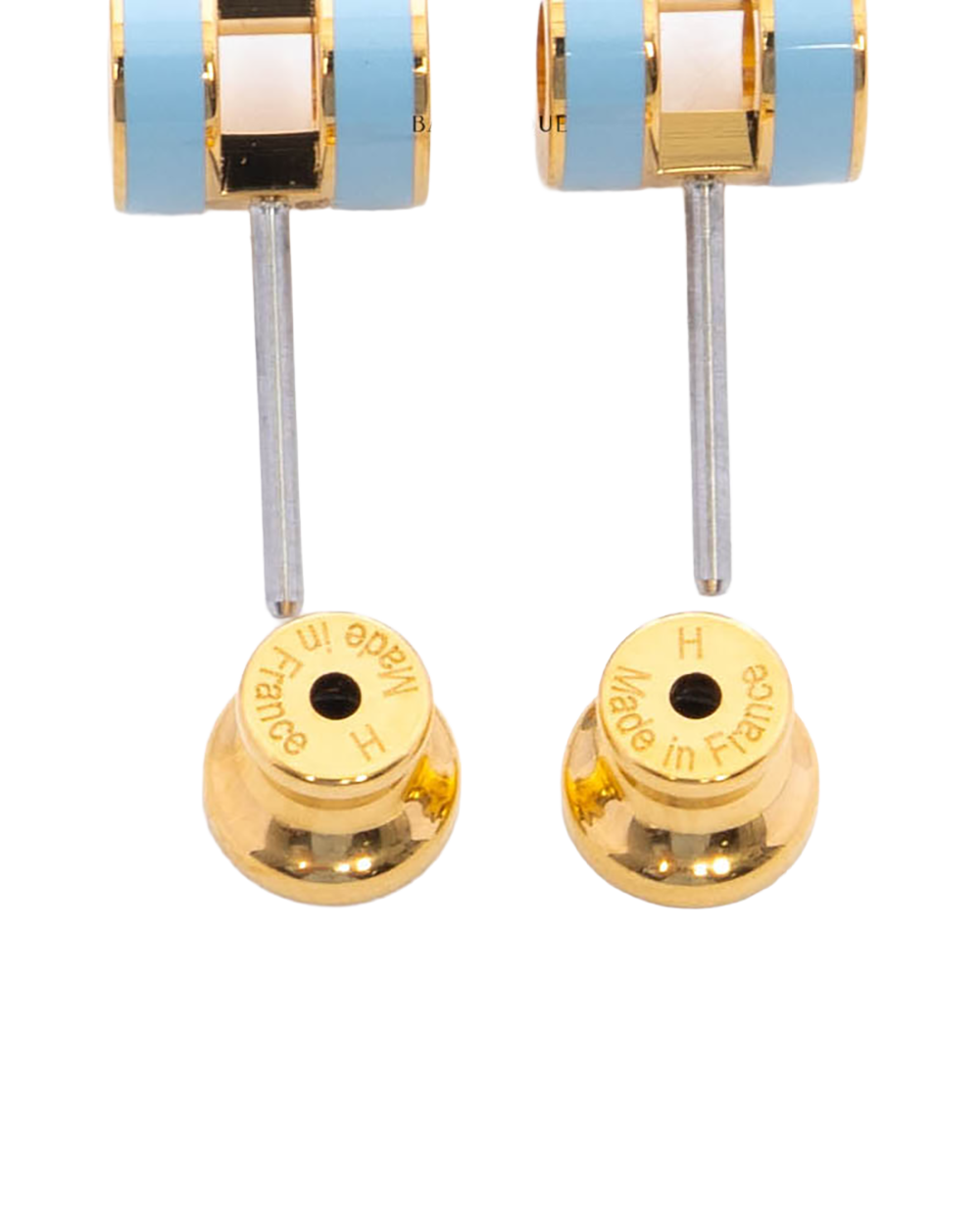 NEW HERMES H POP EARRINGS MINI BLUE POLAIRE GHW GD 02 85 08042