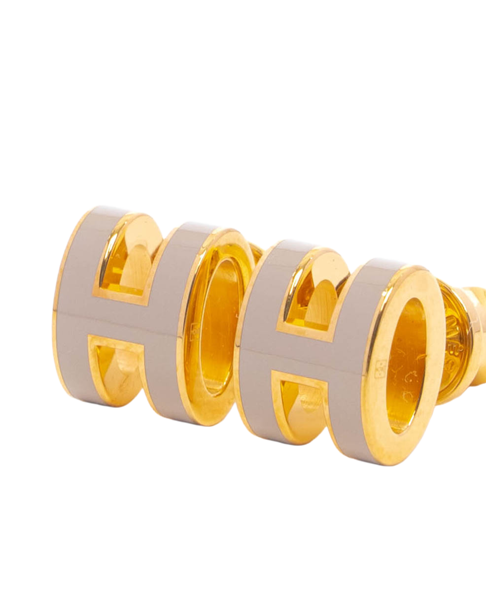 NEW HERMES H POP EARRINGS MINI MARRON GLACE GHW ST 02 55 3219