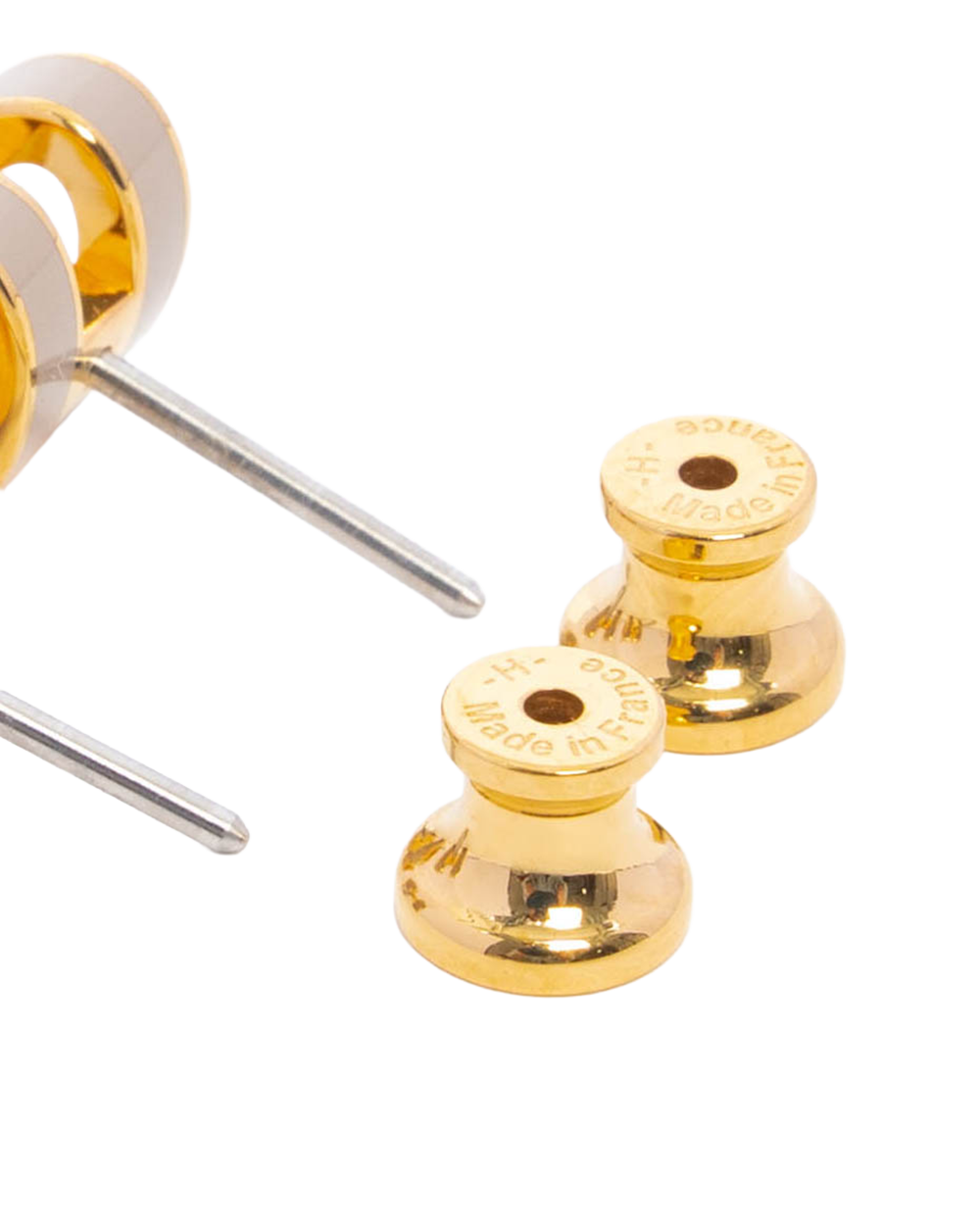 NEW HERMES H POP EARRINGS MINI MARRON GLACE GHW ST 02 55 3221