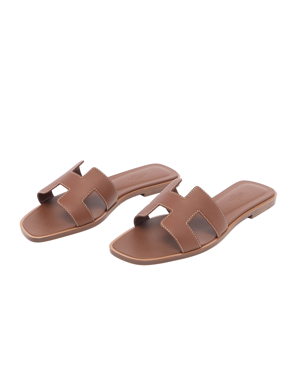 NEW HERMES ORAN SANDALS 37 GOLD PE 021056 Z 2302 05578