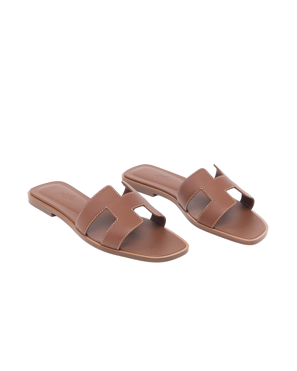 NEW HERMES ORAN SANDALS 37 GOLD PE 021056 Z 2302 05579