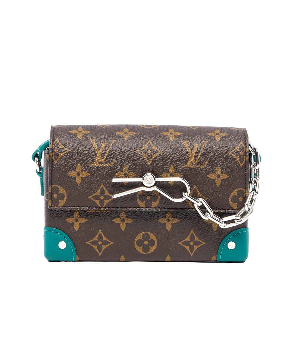 NEW LV STEAMER WEARABLE WALLET BROWN GREEN MONOGRAM CANVAS SHW MICROCHIP 5038