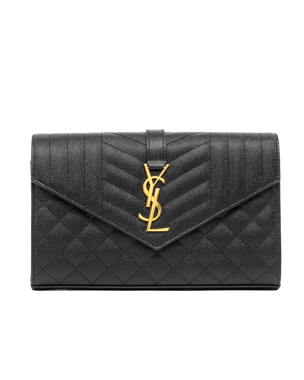 NEW YSL WOC ENVELOPE BLACK CHEVRON GHW GUE 620280 0425 5053