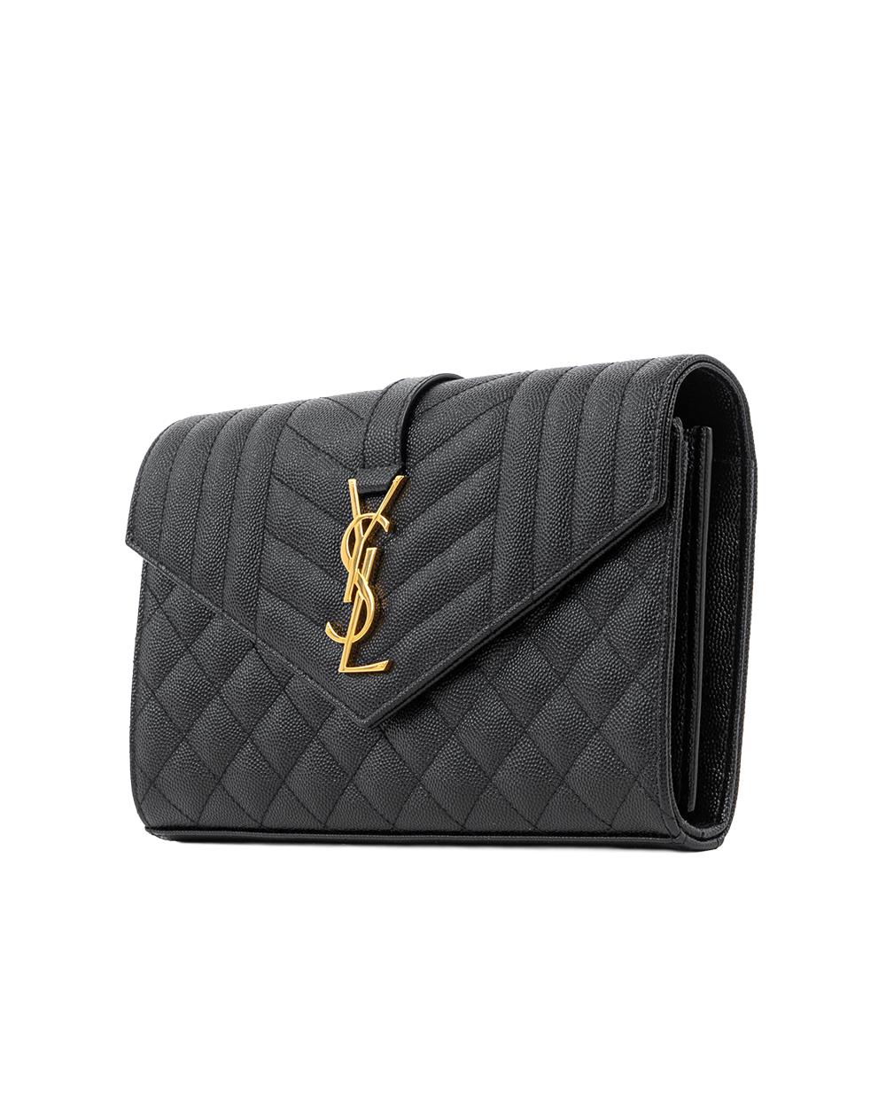 NEW YSL WOC ENVELOPE BLACK CHEVRON GHW GUE 620280 0425 5054