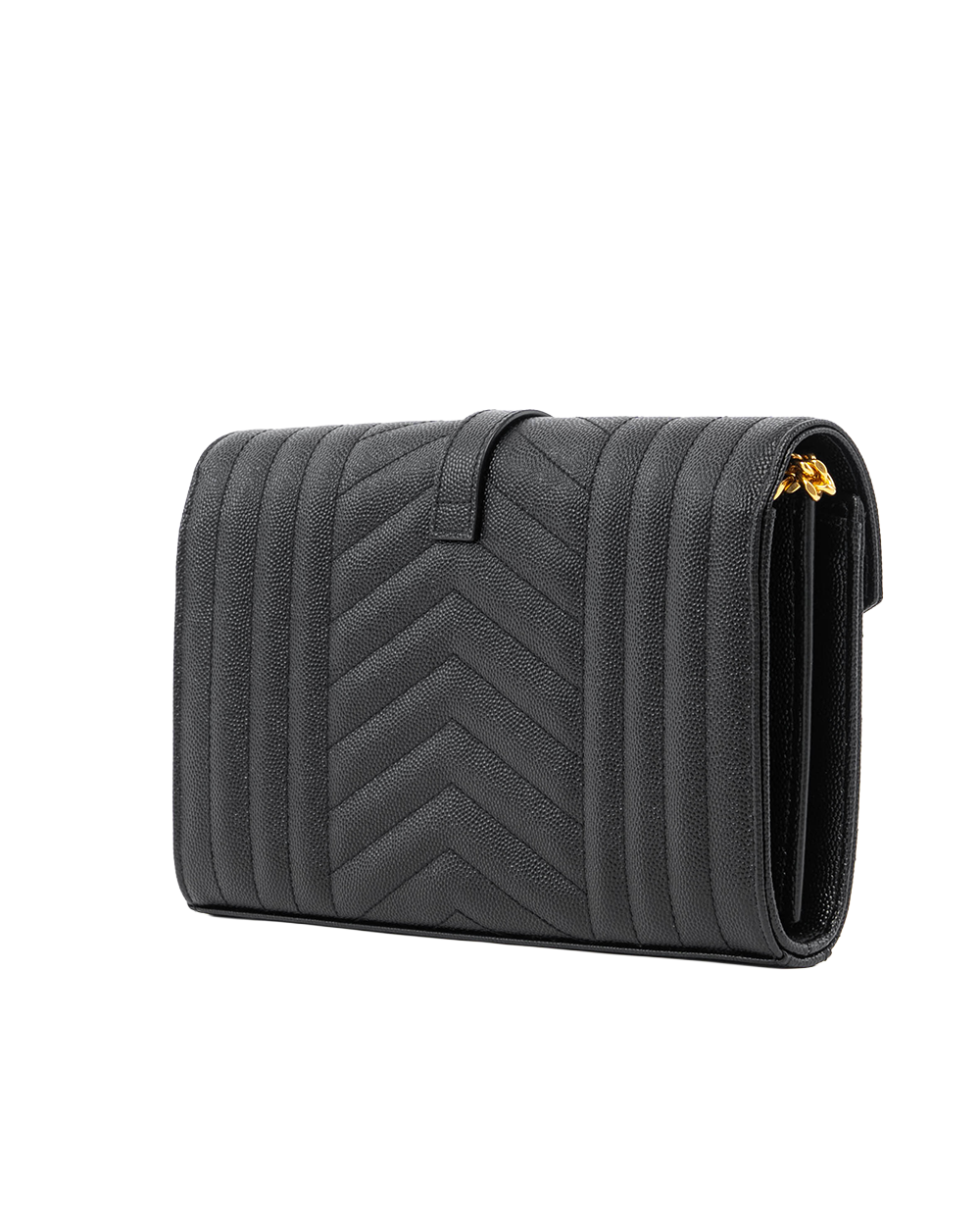 NEW YSL WOC ENVELOPE BLACK CHEVRON GHW GUE 620280 0425 5055