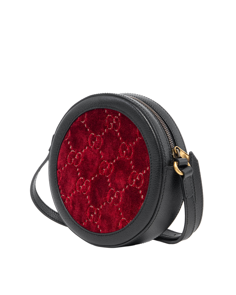 PAC GUCCI ROUND BAG RED BLACK CANVAS GHW 574978 520981 3187