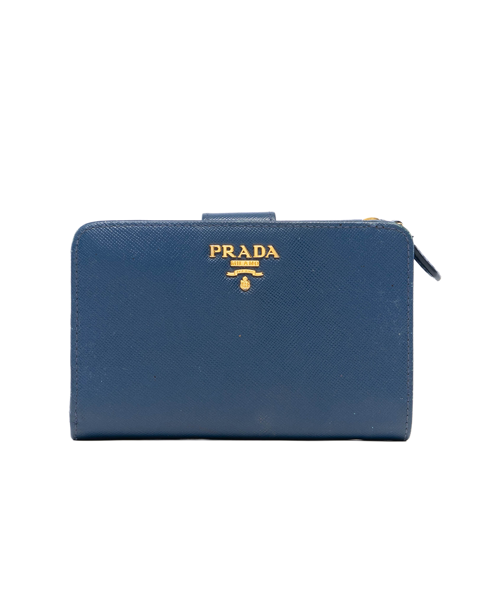 PRADA BI FOLD ZIPPY WALLET SHORT BLUE SAFFIANO GHW 0928