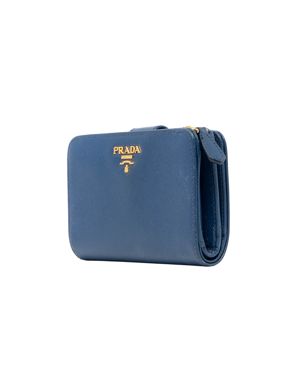 PRADA BI FOLD ZIPPY WALLET SHORT BLUE SAFFIANO GHW 0929