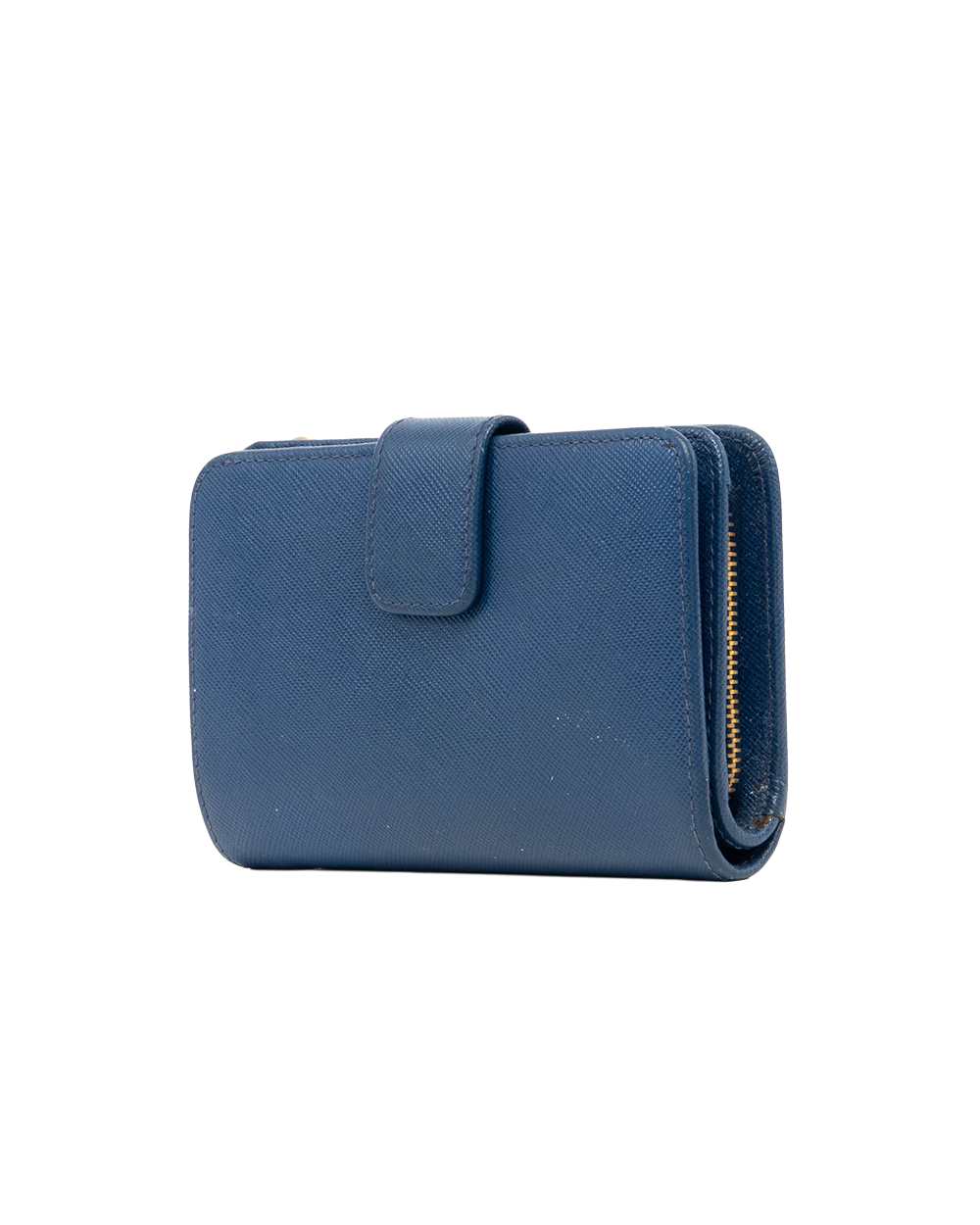 PRADA BI FOLD ZIPPY WALLET SHORT BLUE SAFFIANO GHW 0930