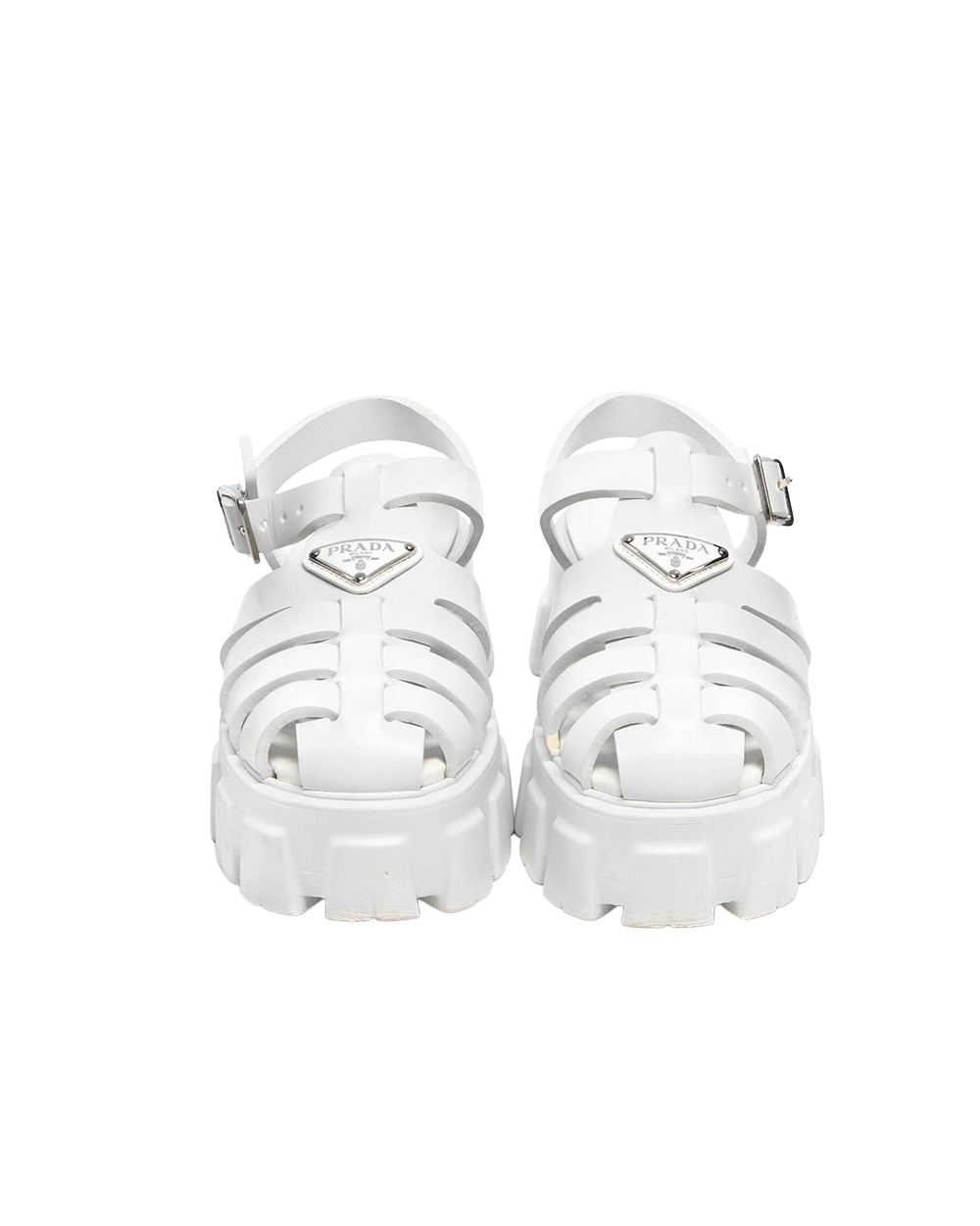 PRADA MONOLITH RUBBER SANDALS 37 WHITE SHW 3231