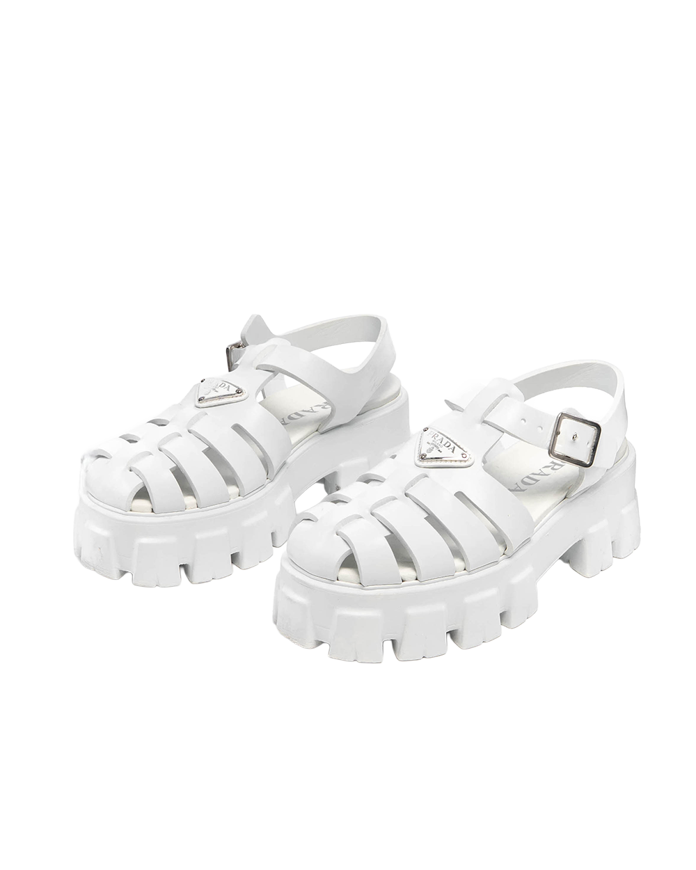 PRADA MONOLITH RUBBER SANDALS 37 WHITE SHW 3232
