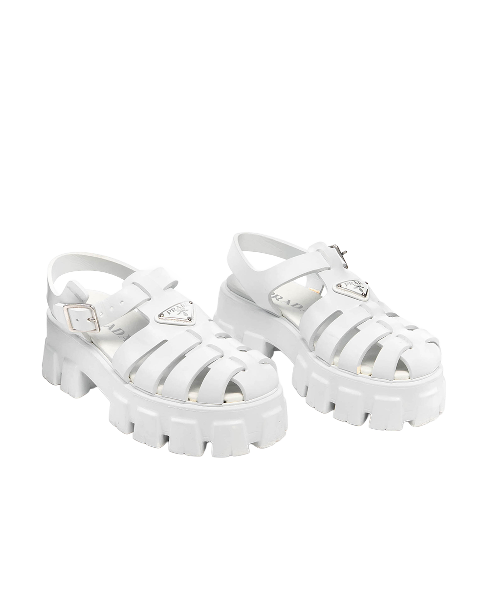 PRADA MONOLITH RUBBER SANDALS 37 WHITE SHW 3233